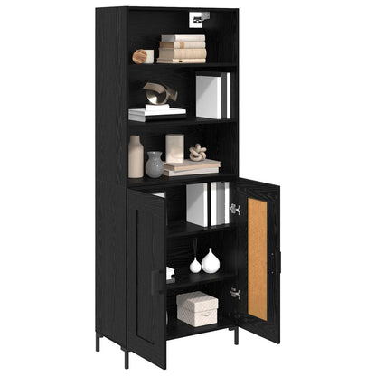 vidaXL Highboard Black Oak 69.5 x 34 x 180 cm Engineered Wood