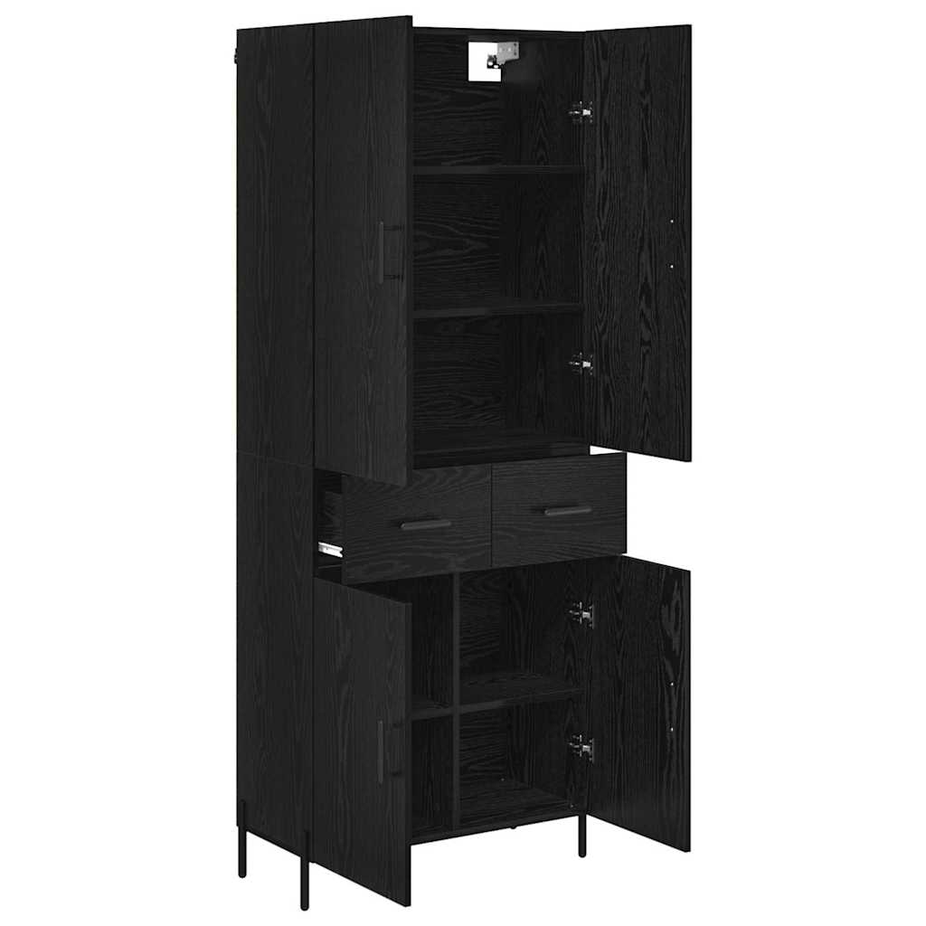 vidaXL Highboard Black Oak 69.5 x 34 x 180 cm Engineered Wood