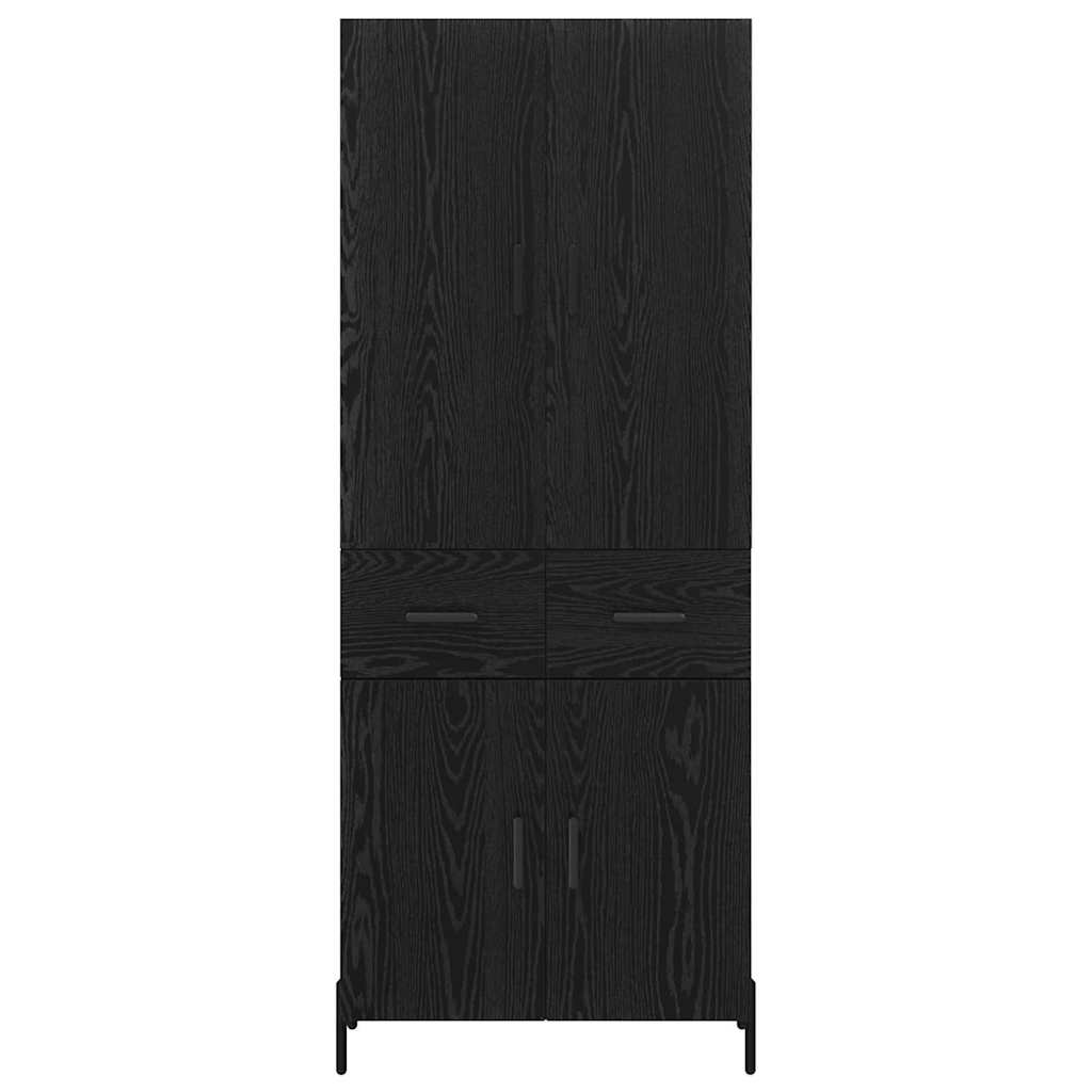 vidaXL Highboard Black Oak 69.5 x 34 x 180 cm Engineered Wood