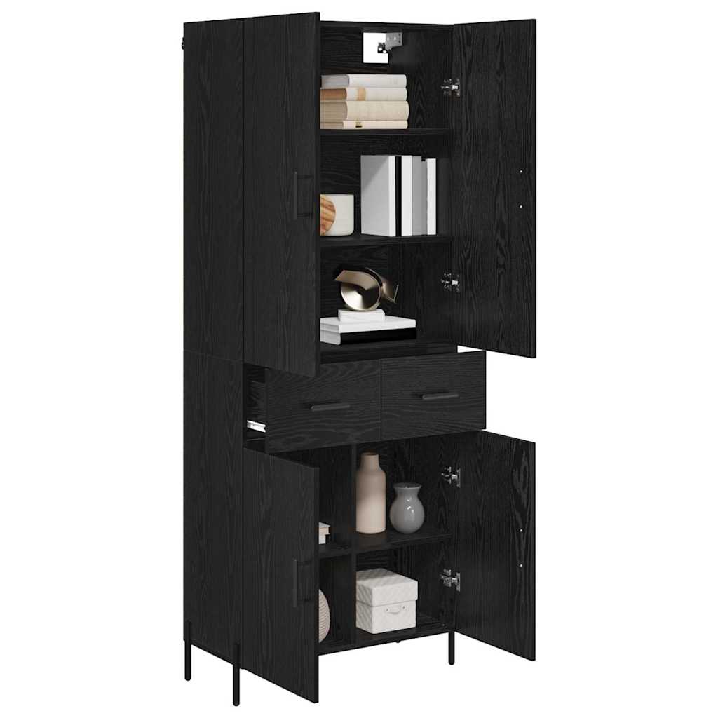 vidaXL Highboard Black Oak 69.5 x 34 x 180 cm Engineered Wood