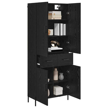 vidaXL Highboard Black Oak 69.5 x 34 x 180 cm Engineered Wood