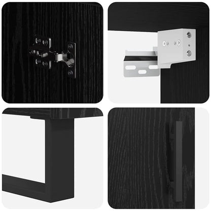 vidaXL Highboard 2 pcs Black Oak Engineered Wood and Glass