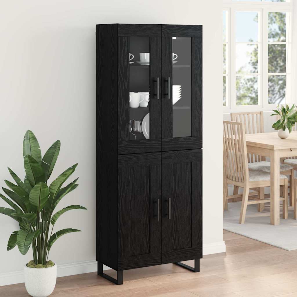 vidaXL Highboard 2 pcs Black Oak Engineered Wood and Glass
