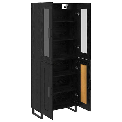 vidaXL Highboard 2 pcs Black Oak Engineered Wood and Glass