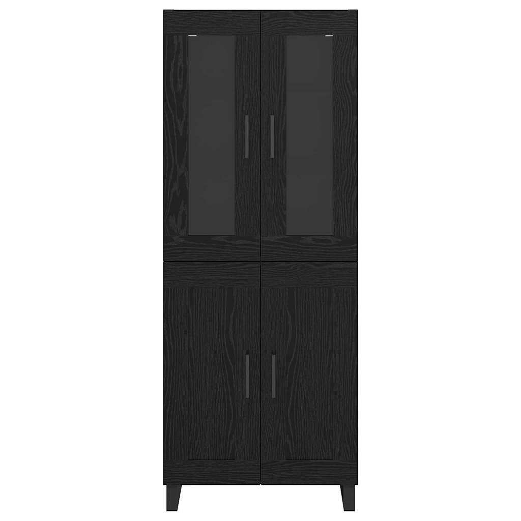 vidaXL Highboard 2 pcs Black Oak Engineered Wood and Glass