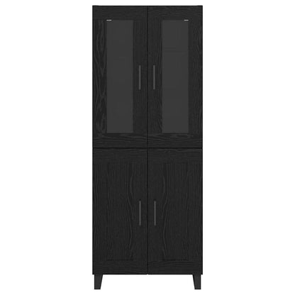 vidaXL Highboard 2 pcs Black Oak Engineered Wood and Glass