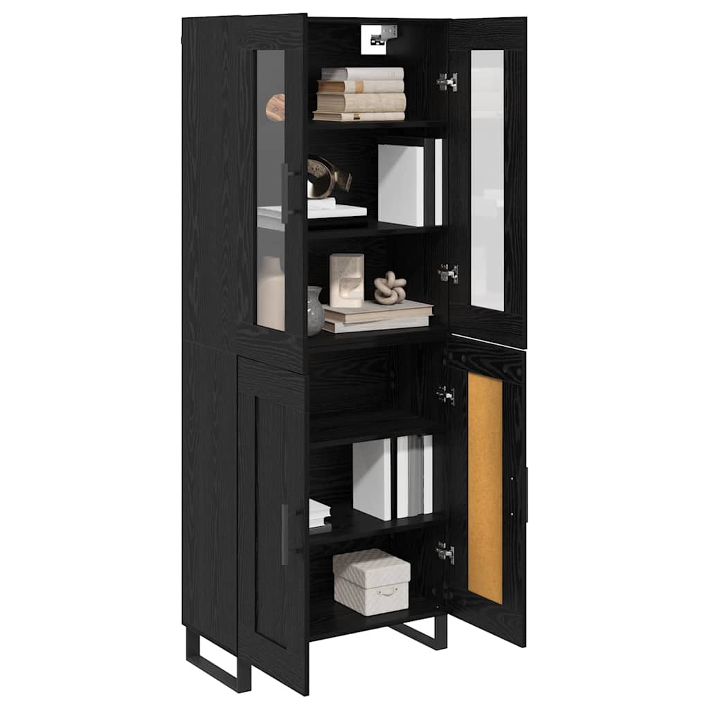 vidaXL Highboard 2 pcs Black Oak Engineered Wood and Glass