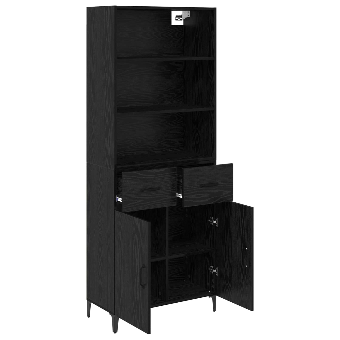 vidaXL Highboard Black Oak 69.5 x 34 x 180 cm Engineered Wood