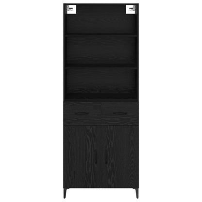 vidaXL Highboard Black Oak 69.5 x 34 x 180 cm Engineered Wood