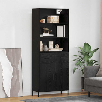 vidaXL Highboard Black oak 69.5 x 34 x 180 cm Engineered Wood