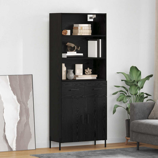 vidaXL Highboard Black oak 69.5 x 34 x 180 cm Engineered Wood