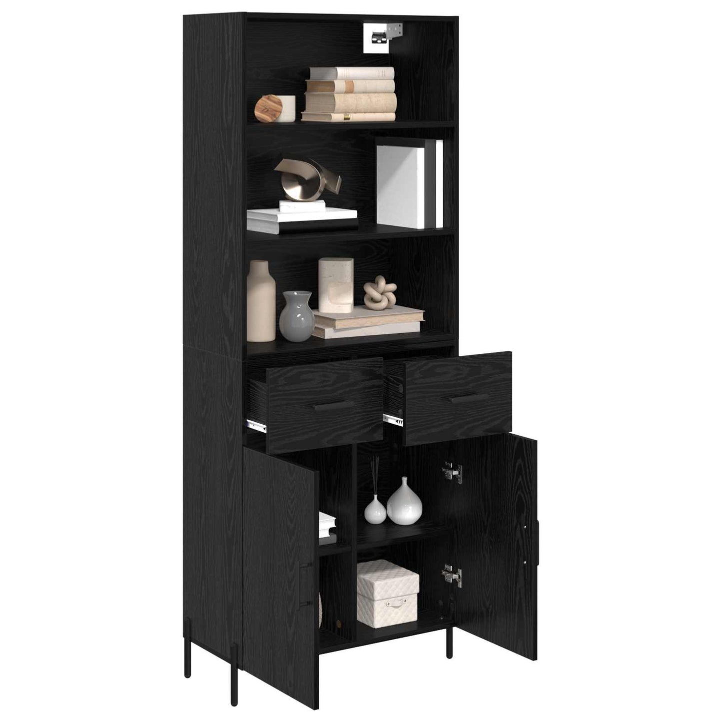 vidaXL Highboard Black oak 69.5 x 34 x 180 cm Engineered Wood