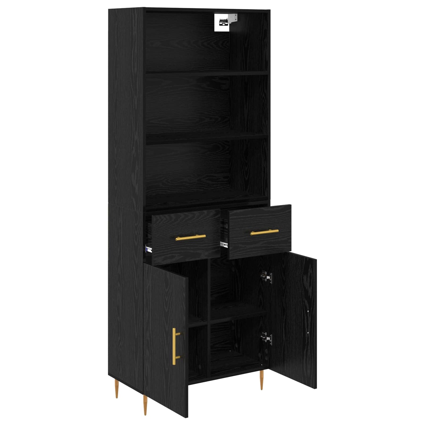 vidaXL Highboard Black Oak 69.5 x 34 x 180 cm Engineered Wood