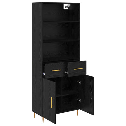 vidaXL Highboard Black Oak 69.5 x 34 x 180 cm Engineered Wood