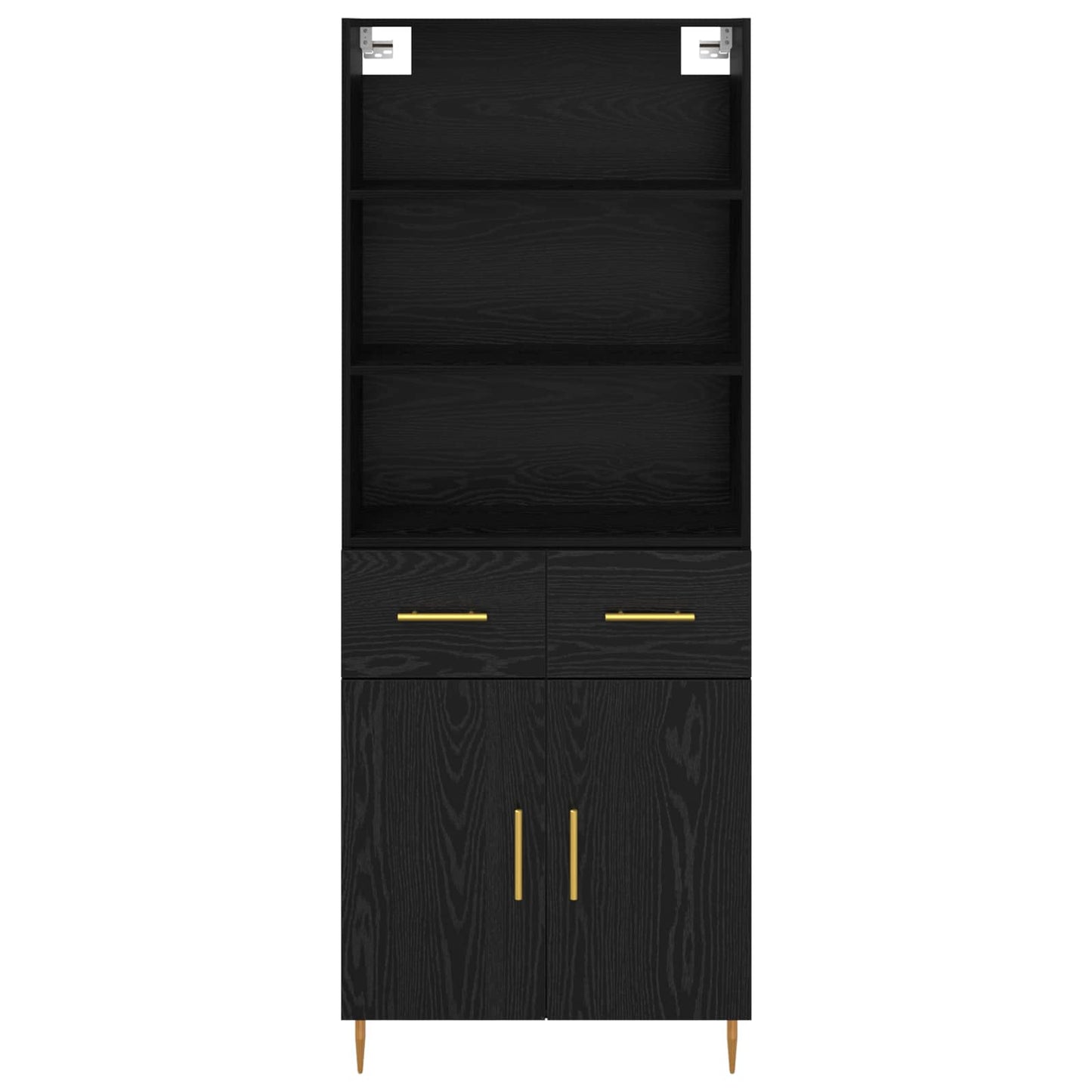 vidaXL Highboard Black Oak 69.5 x 34 x 180 cm Engineered Wood