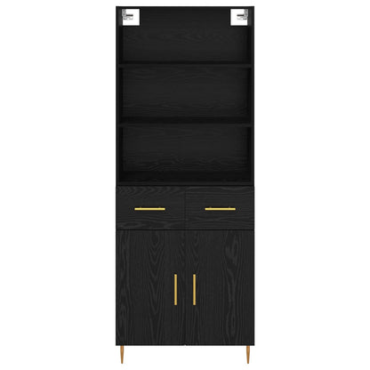 vidaXL Highboard Black Oak 69.5 x 34 x 180 cm Engineered Wood
