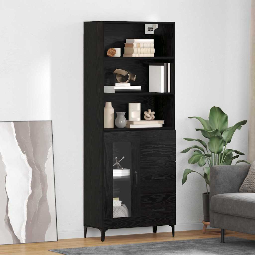 vidaXL Highboard Black Oak 69.5 x 34 x 180 cm Engineered Wood