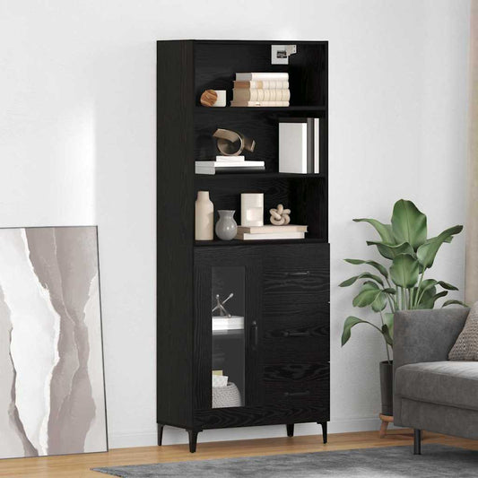 vidaXL Highboard Black Oak 69.5 x 34 x 180 cm Engineered Wood