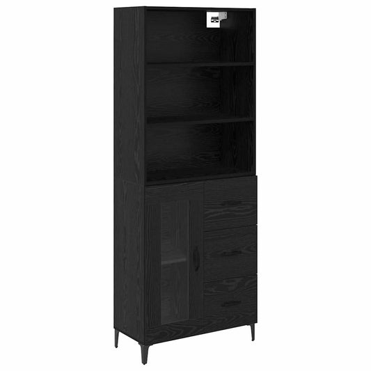 vidaXL Highboard Black Oak 69.5 x 34 x 180 cm Engineered Wood