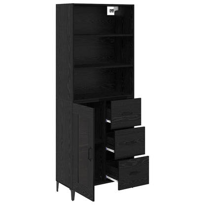 vidaXL Highboard Black Oak 69.5 x 34 x 180 cm Engineered Wood