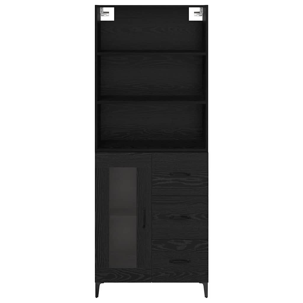 vidaXL Highboard Black Oak 69.5 x 34 x 180 cm Engineered Wood