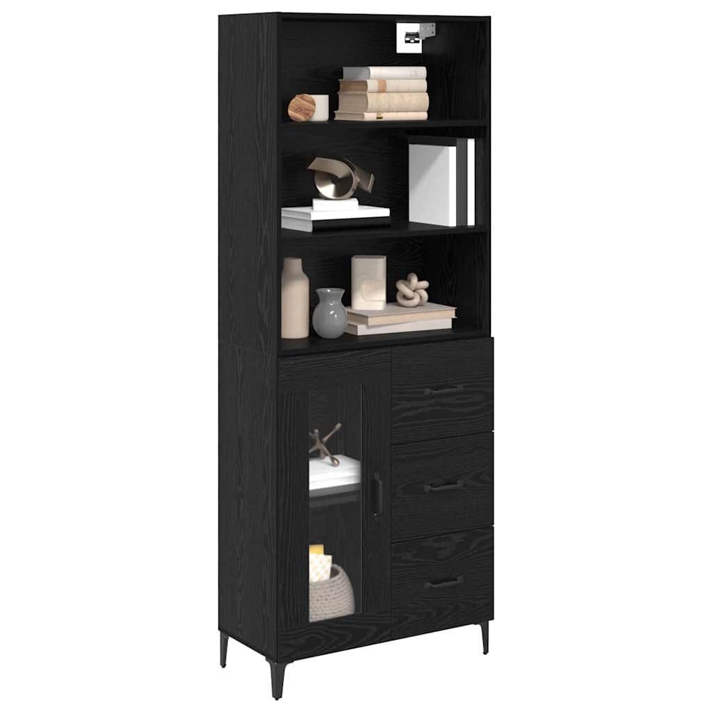 vidaXL Highboard Black Oak 69.5 x 34 x 180 cm Engineered Wood