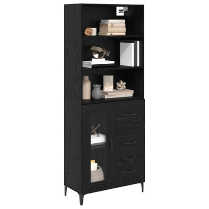 vidaXL Highboard Black Oak 69.5 x 34 x 180 cm Engineered Wood