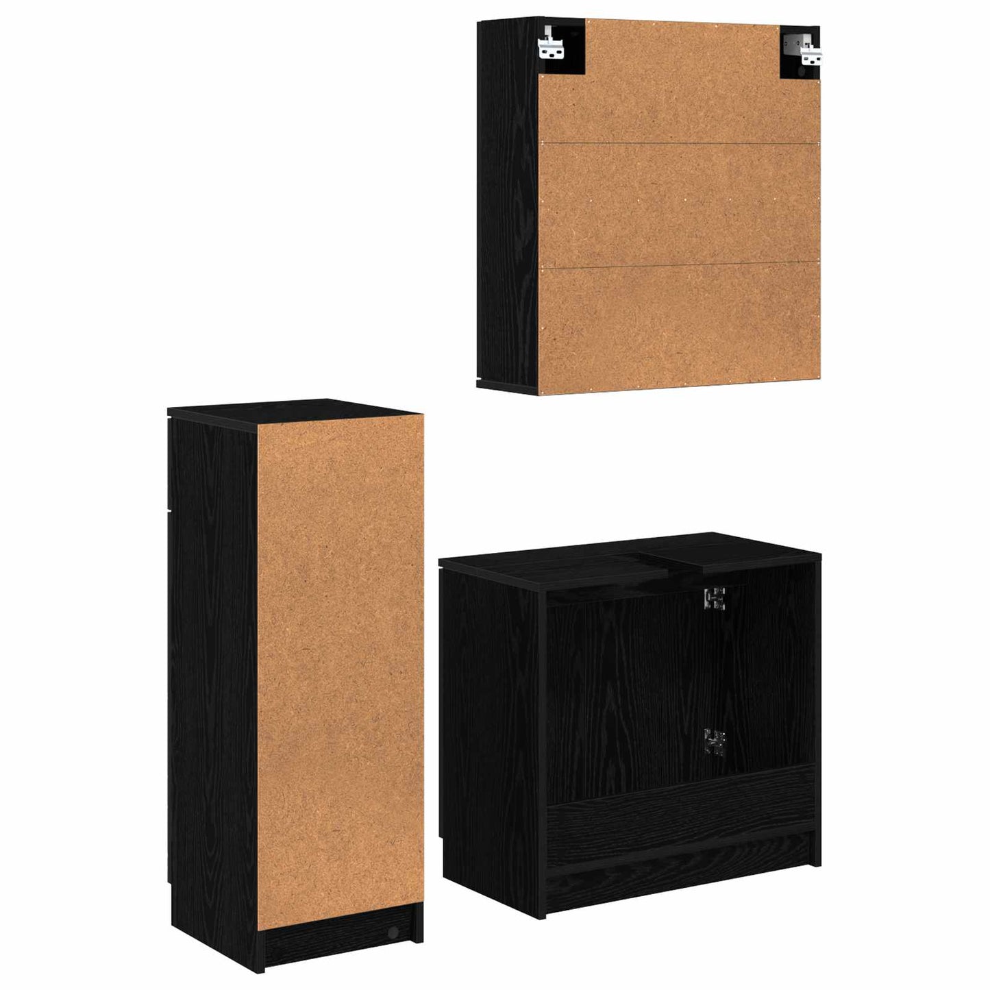vidaXL Bathroom Furniture Set 3 pcs Black Oak Engineered Wood
