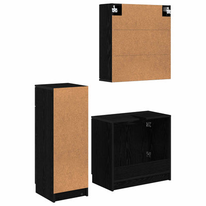 vidaXL Bathroom Furniture Set 3 pcs Black Oak Engineered Wood