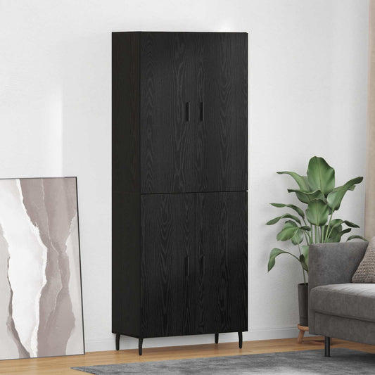vidaXL Highboard 2 pcs Black oak Engineered Wood and Glass