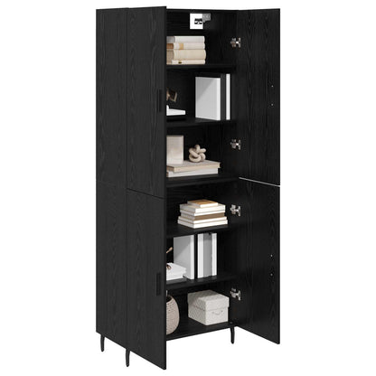 vidaXL Highboard 2 pcs Black oak Engineered Wood and Glass