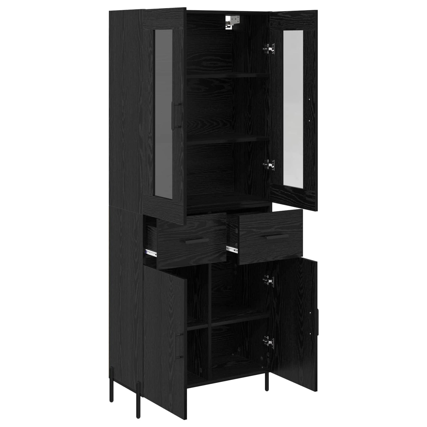 vidaXL Highboard Black Oak 69.5 x 34 x 180 cm Engineered Wood