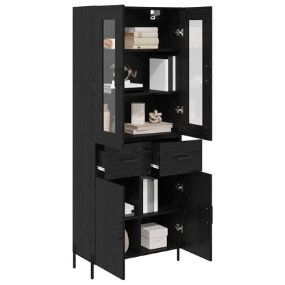 vidaXL Highboard Black Oak 69.5 x 34 x 180 cm Engineered Wood