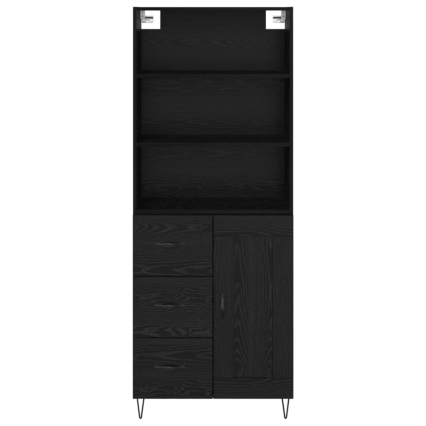 vidaXL Highboard with Drawer 2 pcs Black Oak Engineered Wood