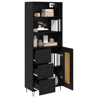 vidaXL Highboard with Drawer 2 pcs Black Oak Engineered Wood