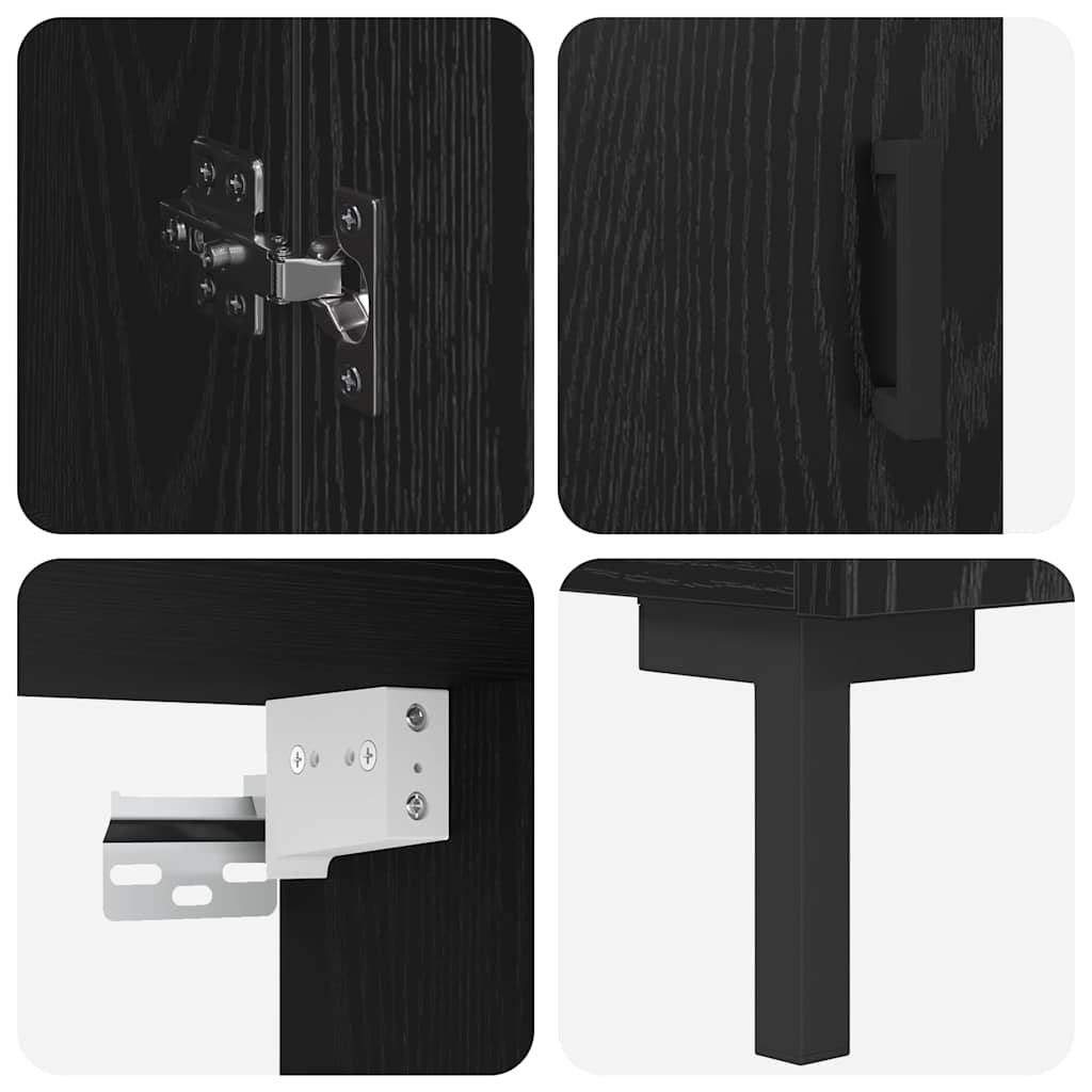 vidaXL Highboard 2 pcs Black Oak Engineered Wood