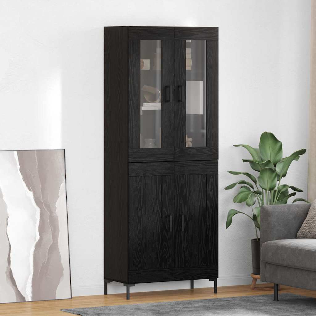 vidaXL Highboard 2 pcs Black Oak Engineered Wood