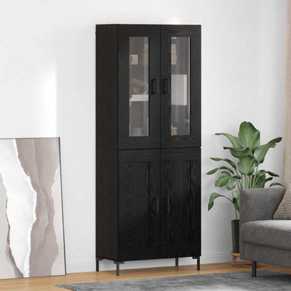 vidaXL Highboard 2 pcs Black Oak Engineered Wood