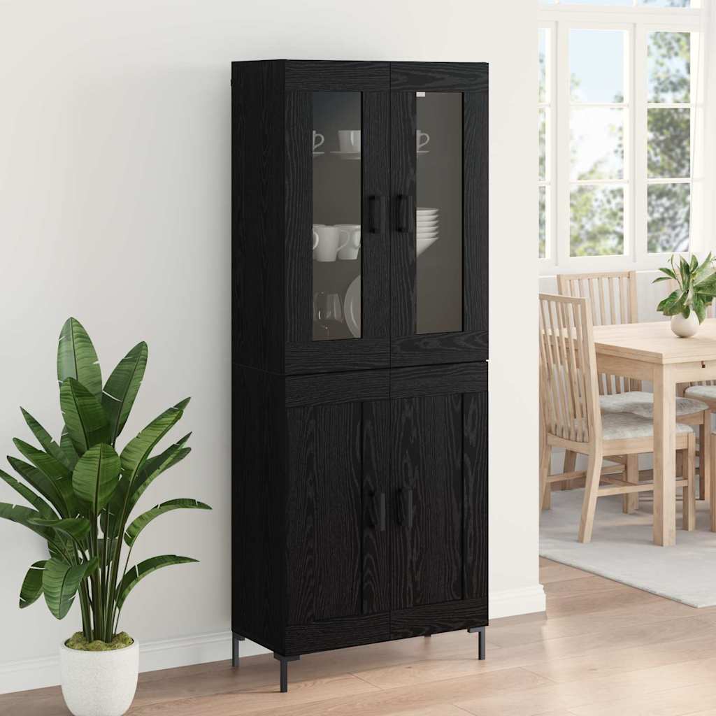 vidaXL Highboard 2 pcs Black Oak Engineered Wood