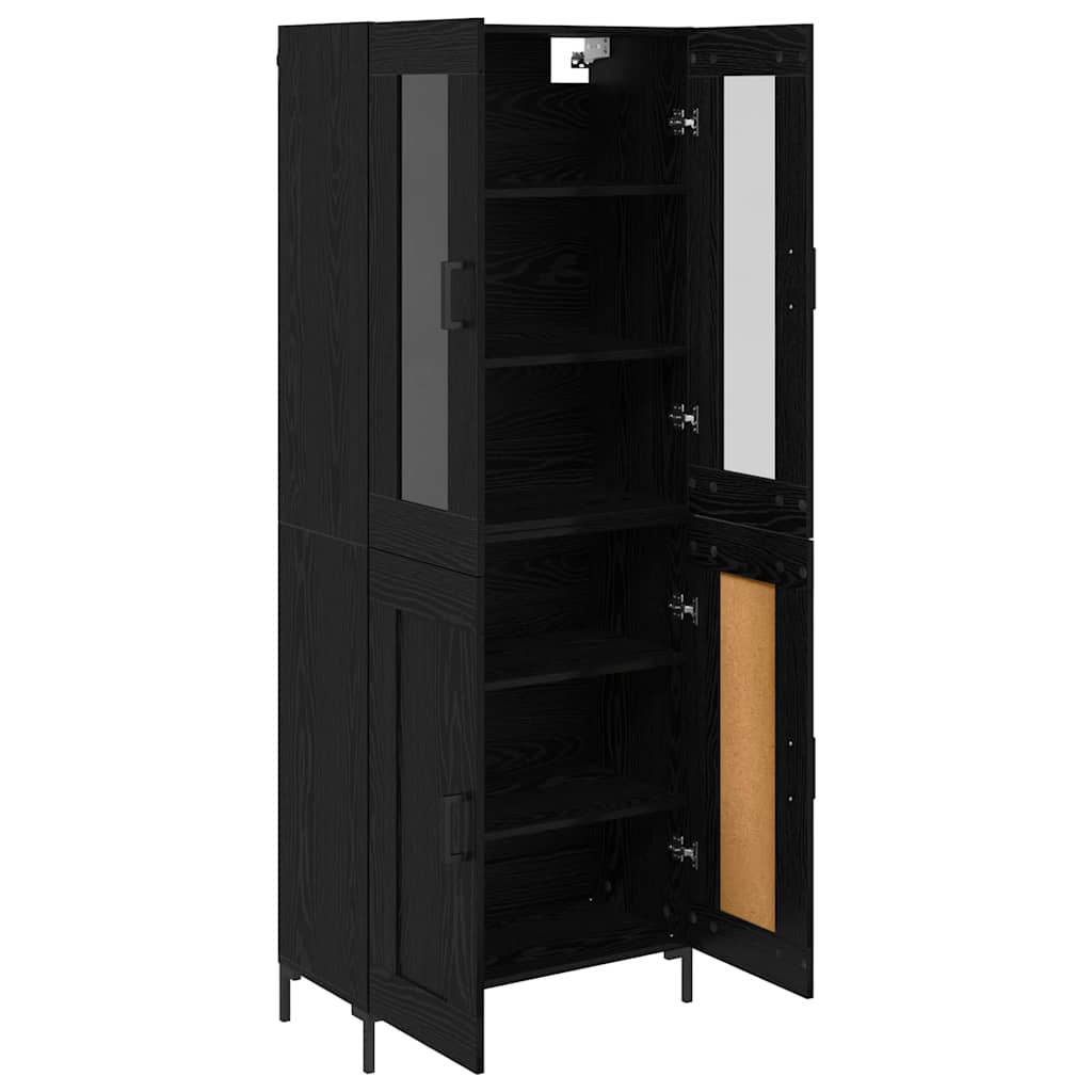 vidaXL Highboard 2 pcs Black Oak Engineered Wood