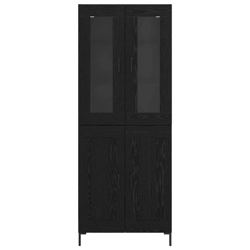 vidaXL Highboard 2 pcs Black Oak Engineered Wood
