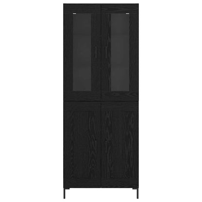 vidaXL Highboard 2 pcs Black Oak Engineered Wood
