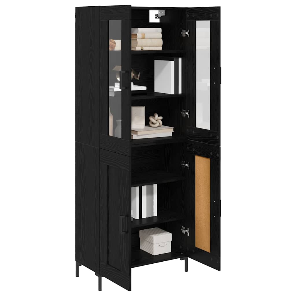 vidaXL Highboard 2 pcs Black Oak Engineered Wood