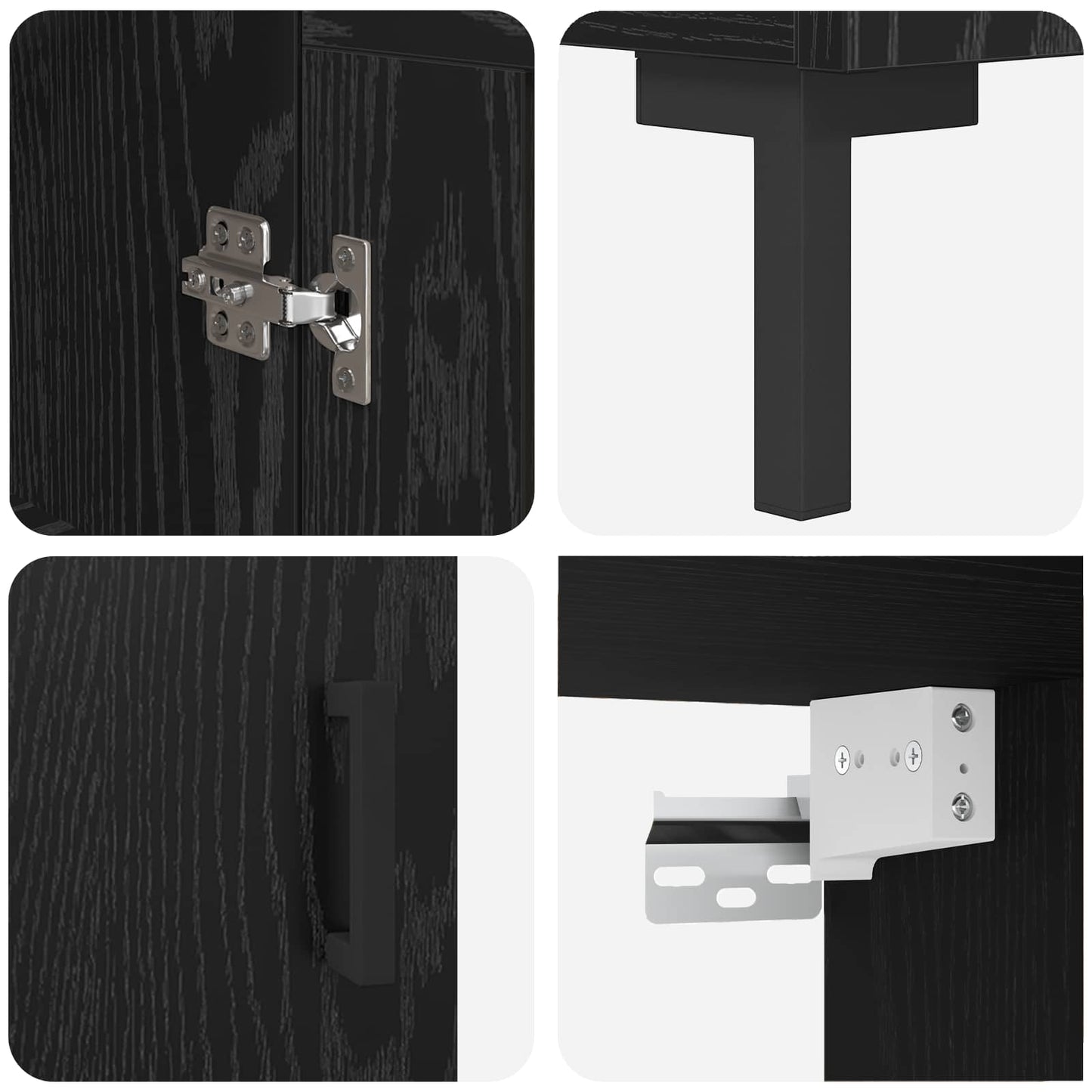 vidaXL Highboard 2 pcs Black Oak 69.5 x 34 x 180 cm Engineered Wood