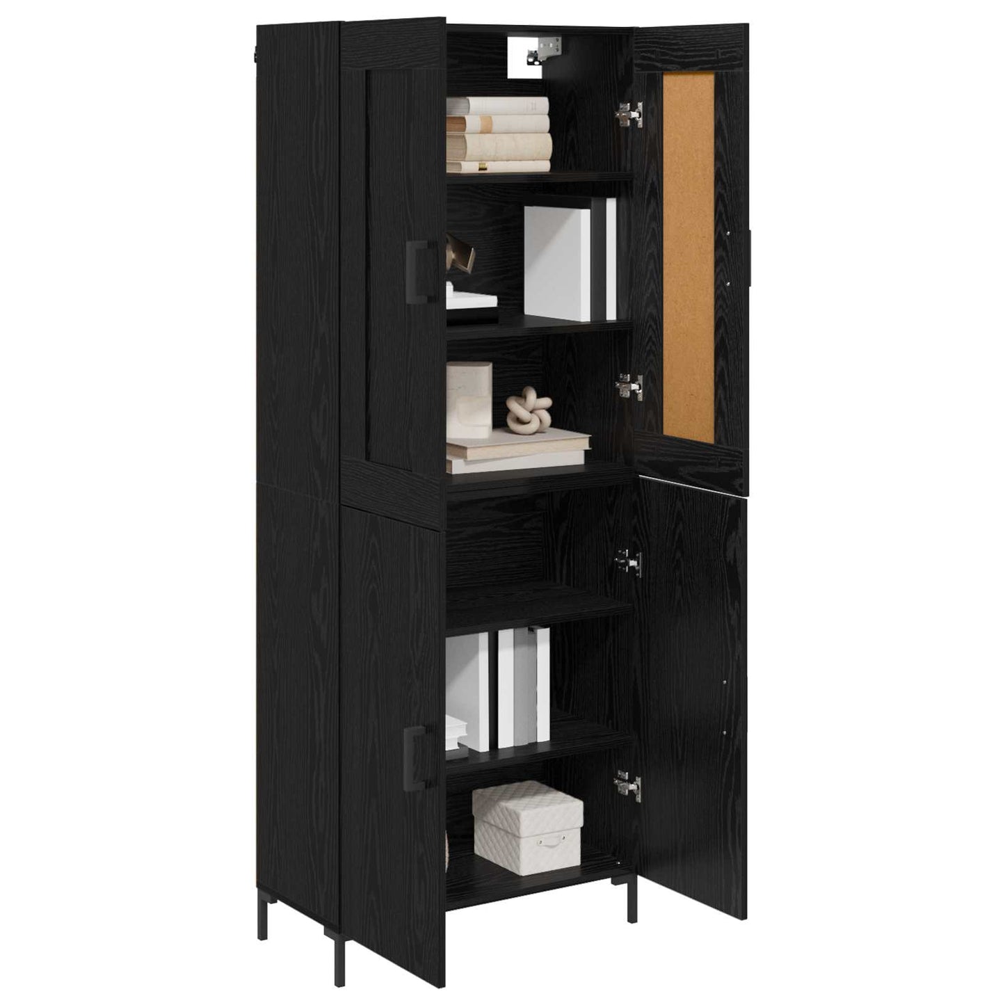 vidaXL Highboard 2 pcs Black Oak 69.5 x 34 x 180 cm Engineered Wood