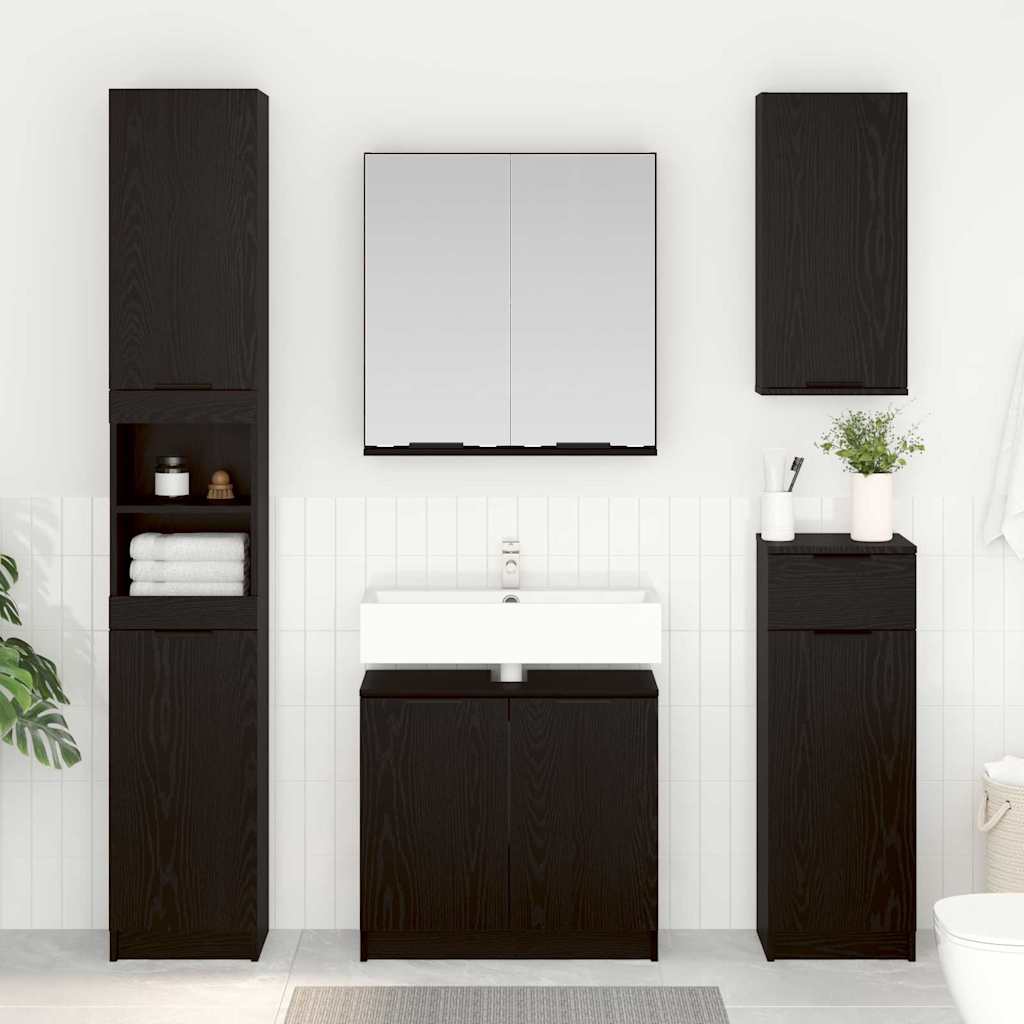 vidaXL Bathroom Cabinet Set 3 pcs Black Oak Engineered Wood