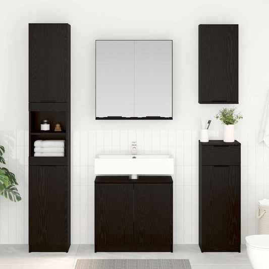 vidaXL Bathroom Cabinet Set 3 pcs Black Oak Engineered Wood