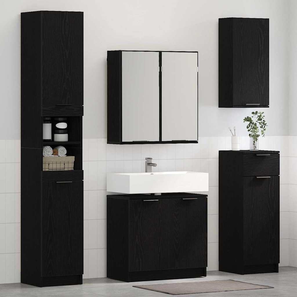 vidaXL Bathroom Cabinet Set 3 pcs Black Oak Engineered Wood
