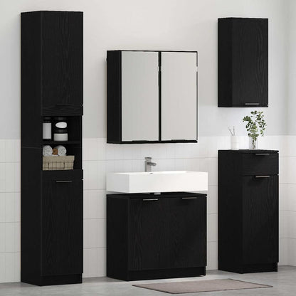 vidaXL Bathroom Cabinet Set 3 pcs Black Oak Engineered Wood