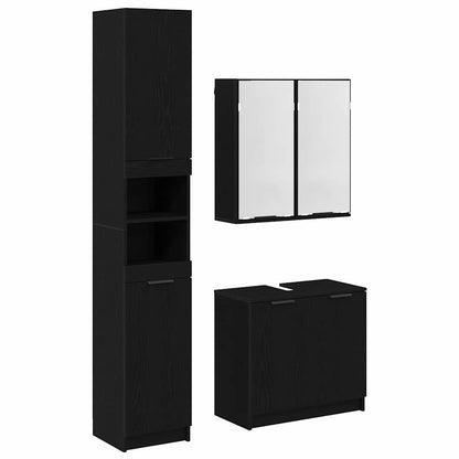 vidaXL Bathroom Cabinet Set 3 pcs Black Oak Engineered Wood